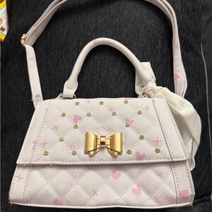 Coquette Mini Purse with Gold Bow Accent | Pink Hearts & Bows Print